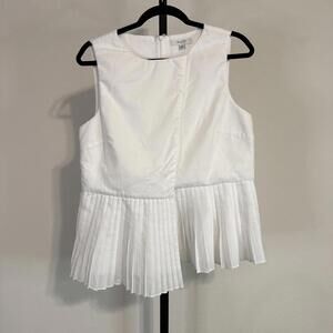 Milly Nyla Asymmetrical Linen Top w/ Pleated Bottom & Faux Wrap Front Sz MED